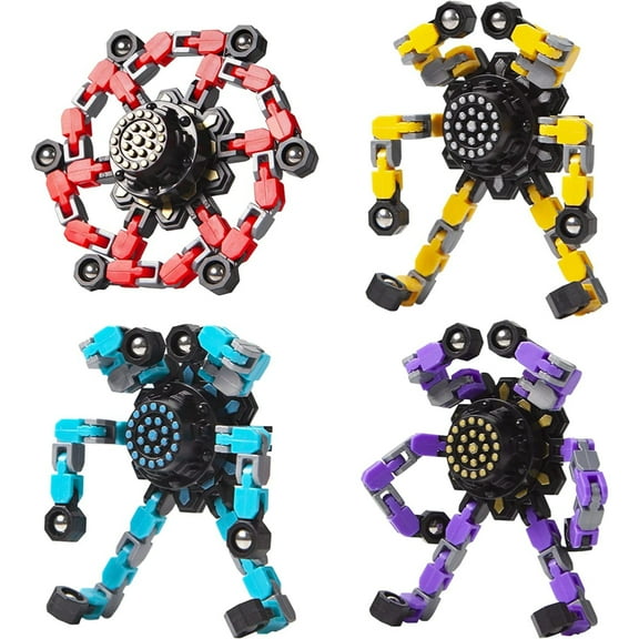 PEACNNG Transformable Fidget Spinners 4 Pcs for Kids and Adults Stress Relief Sensory Toys for Boys and Girls Fingertip Gyros for ADHD Autism for Kids