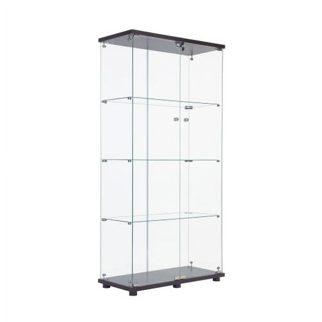 PEACNNG Two Door Glass Glass Display with 4 Shelves