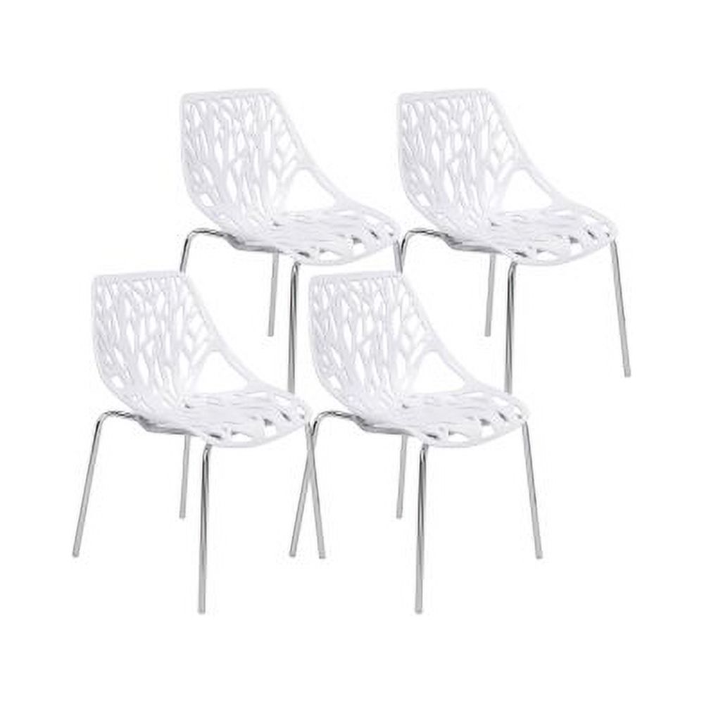 PEACNNG White Plastic Chair With Metal Legs, 4 pc / Set