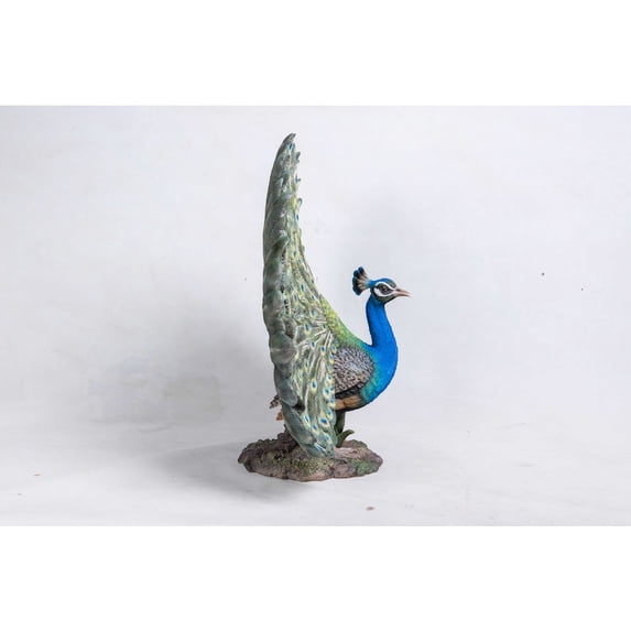 Hi-Line Gift Resin Animals Peacock Sculpture, Green