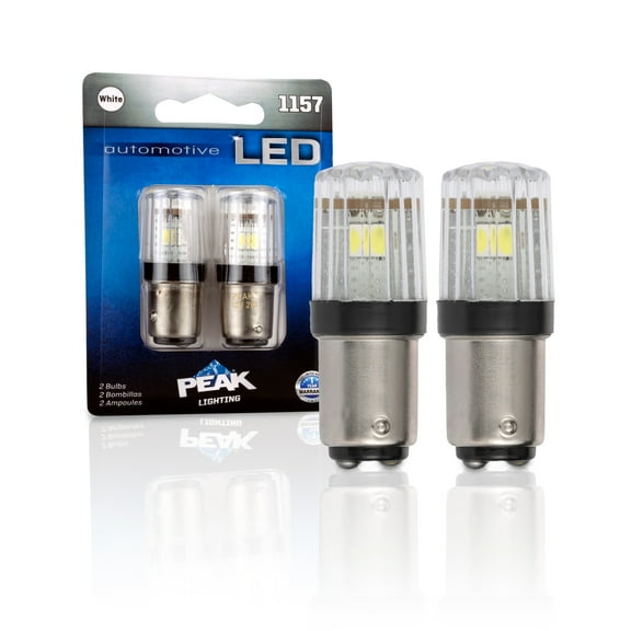 PEAK 1157LED-2BPP Bright White LED Bulbs for Turn Signals, Blinkers, License Plate, Car Interior, Brake Tail Lights, Pack of 2