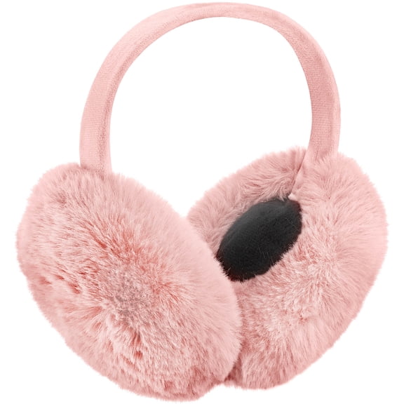 PEAK 2 PEAK Adult Unisex Winter Earmuffs - Soft and Warm Faux Fur - Foldable Ear Covers - Light Pink