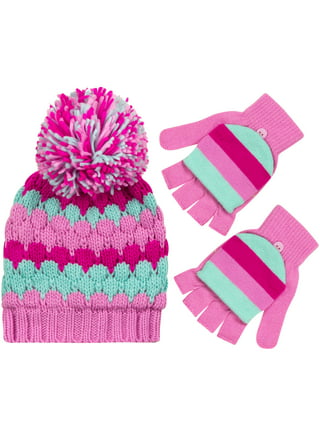 Kids Pom Pom Hat Fleece Girls Winter Beanie Hat Kids Beanie Hat, Pink