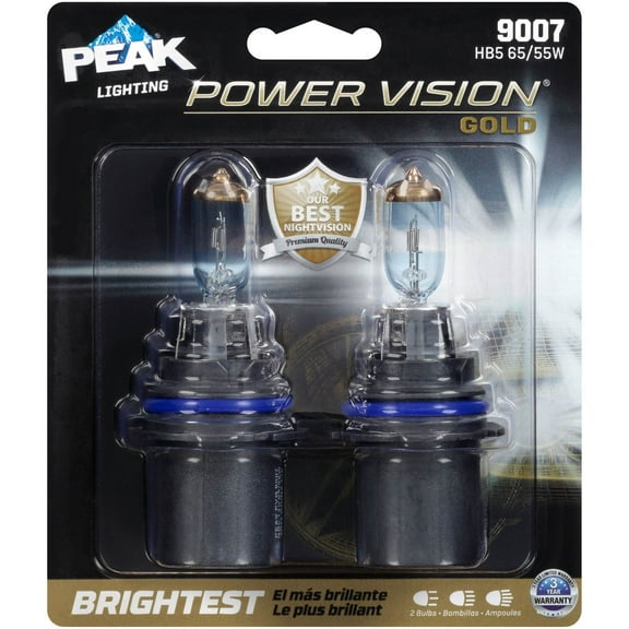 PEAK Lighting Power Vision Gold 9007 HB5 65W Brightest White Headlight Bulbs