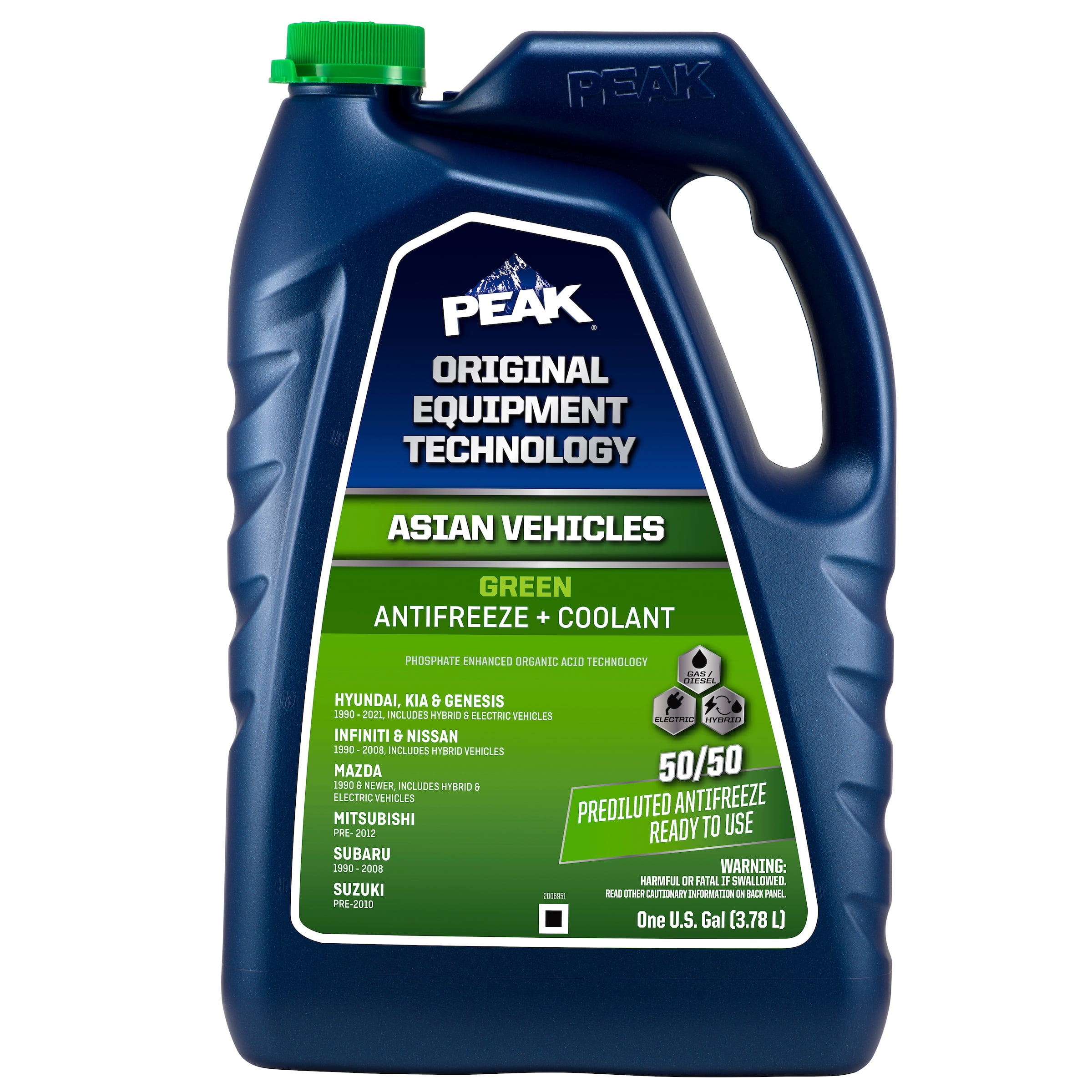 PEAK OET Antifreeze + Coolant 50/50 Prediluted for Asian Vehicles ...