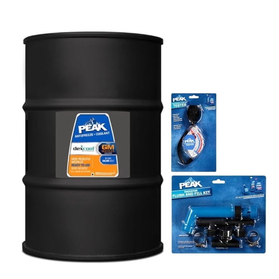 PEAK OET DEX-COOL Extended Life Antifreeze/Coolant, GM-Approved 50/50 Prediluted OAT, Prevents Rust & Corrosion, 55-gal Drum, PEAK Accessories Included