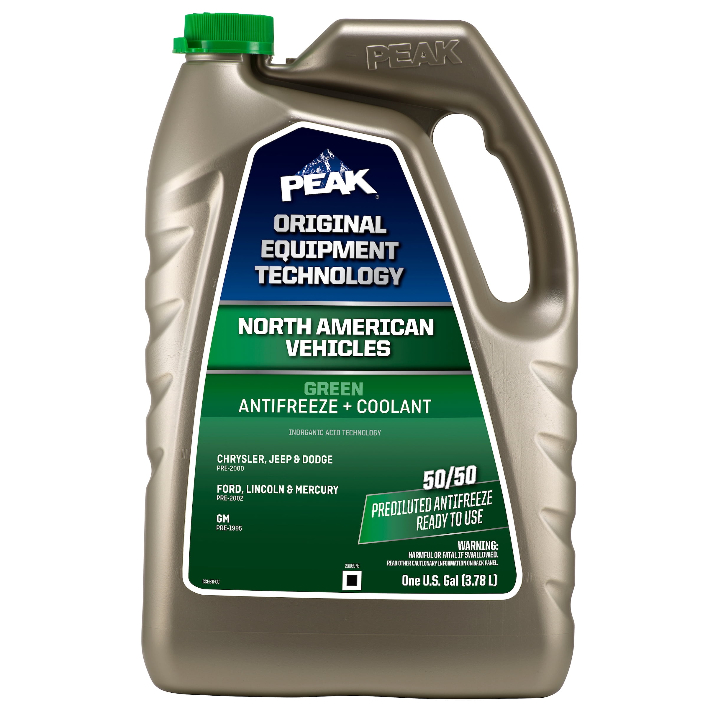 PEAK OET Low Silicate, Green Antifreeze & Coolant 2 Years or 50,000 Miles, 1 gal Jug