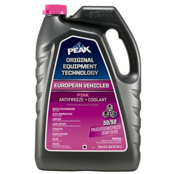 PEAK OET Antifreeze + Coolant 50/50 Prediluted for European Vehicles - Pink, 1 Gallon