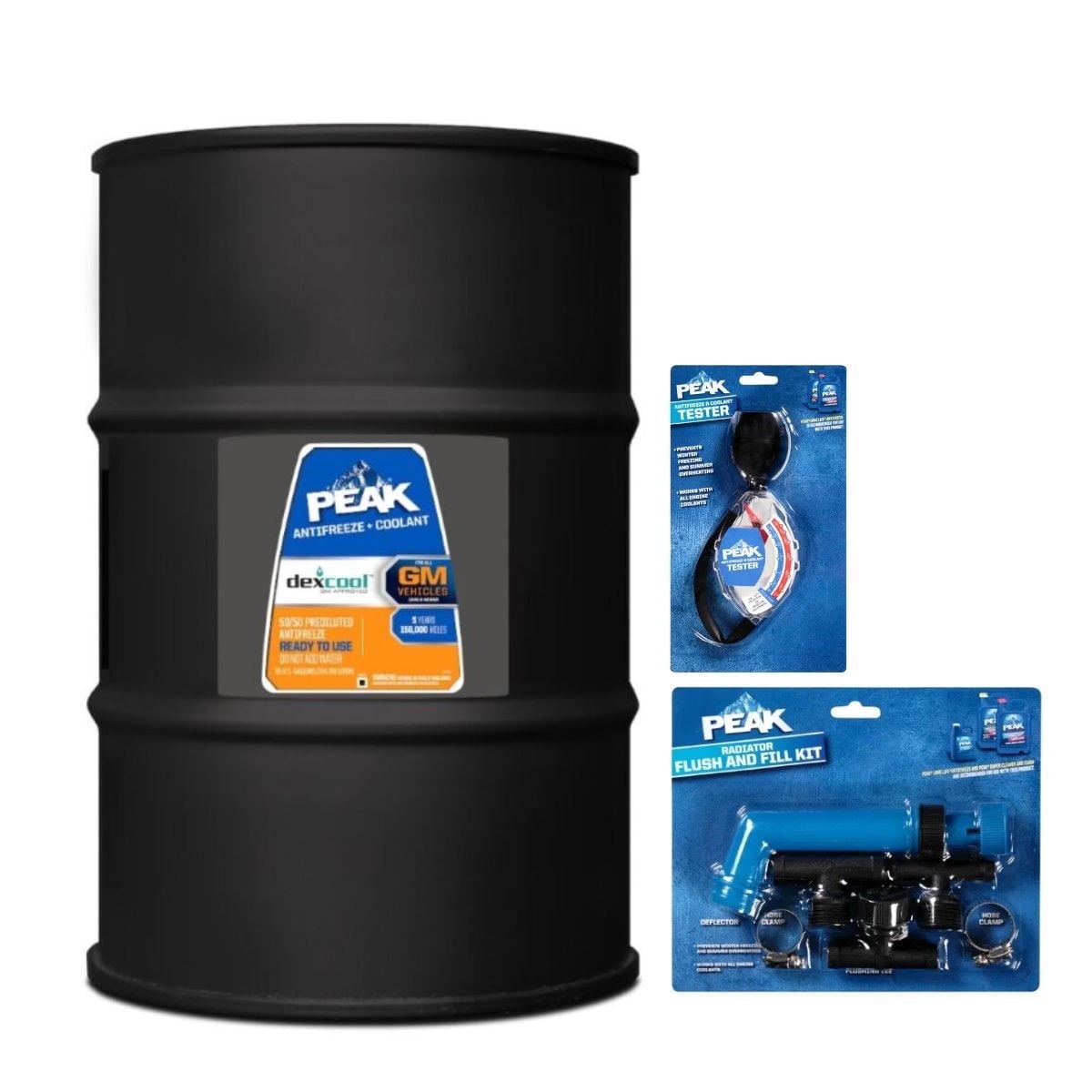 PEAK OET DEX-COOL Extended Life Antifreeze/Coolant, GM-Approved 50/50 Prediluted OAT, Prevents Rust & Corrosion, 55-gal Drum, PEAK Accessories Included