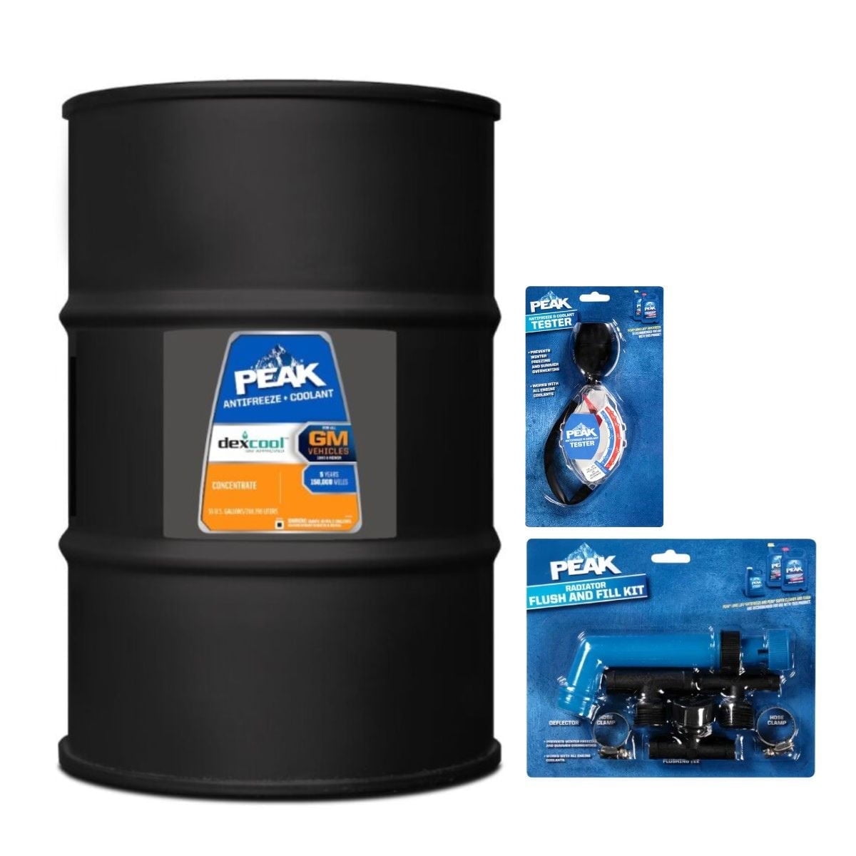 PEAK OET DEX-COOL Extended Life Antifreeze/Coolant, GM-Approved Concentrate OAT, Prevents Rust & Corrosion, 55-gal Drum, PEAK Accessories Included