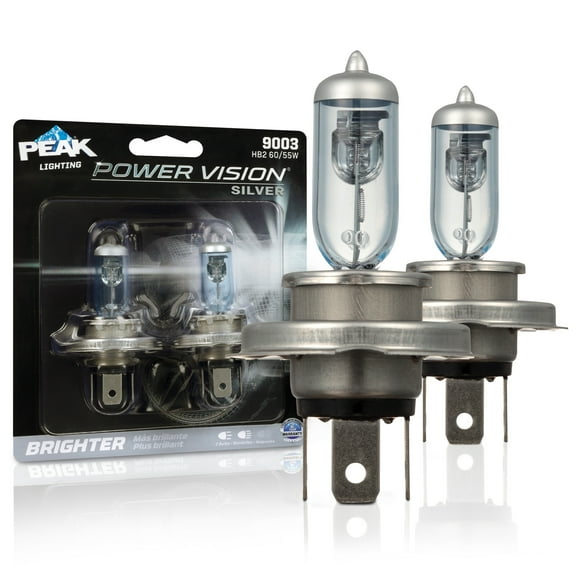 PEAK Power Vision Silver Automotive High Performance 9003/H4/HB2 65W Headlights (2 Pack)