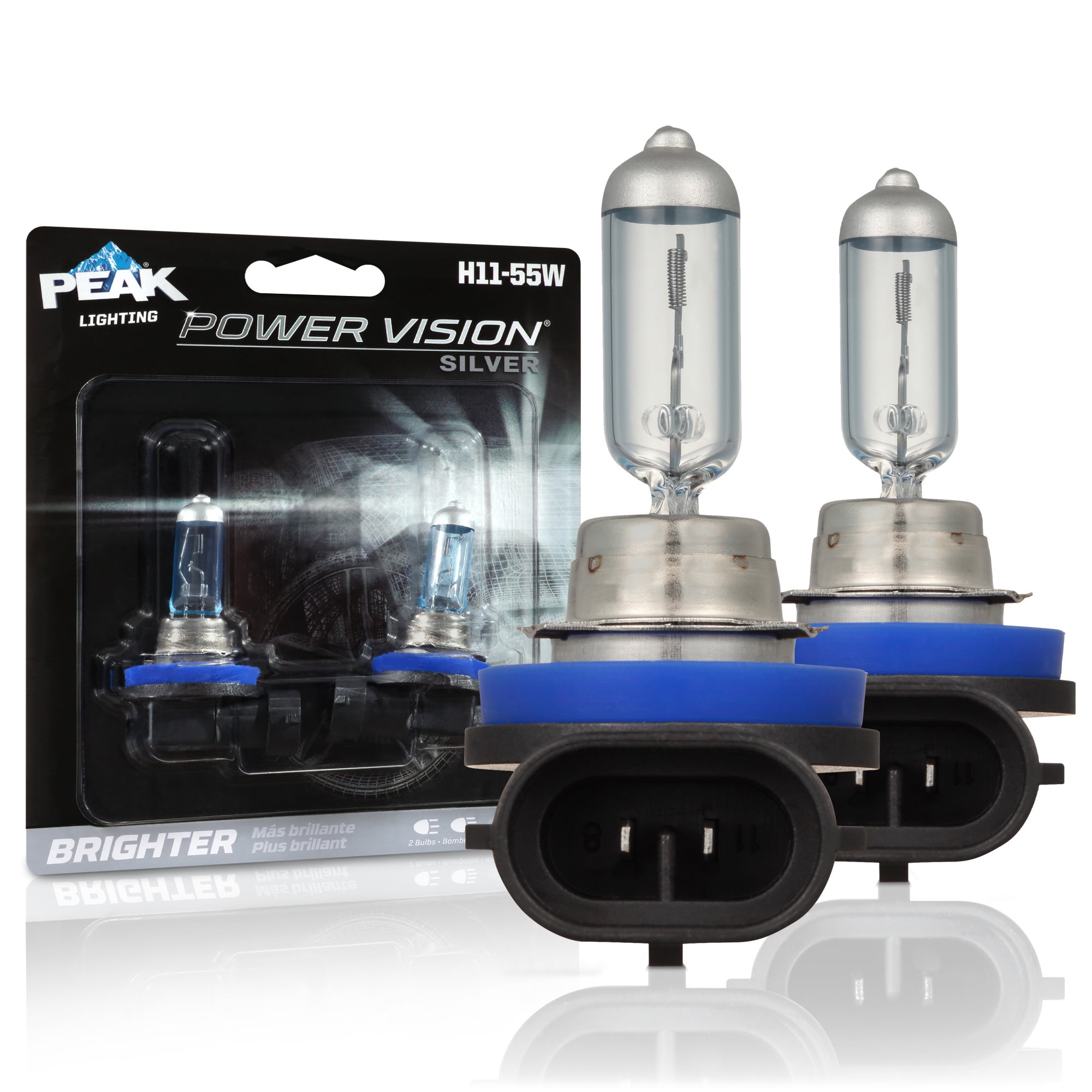 PEAK Power Vision Silver Automotive High Performance H11 55W Headlights (2 Pack)