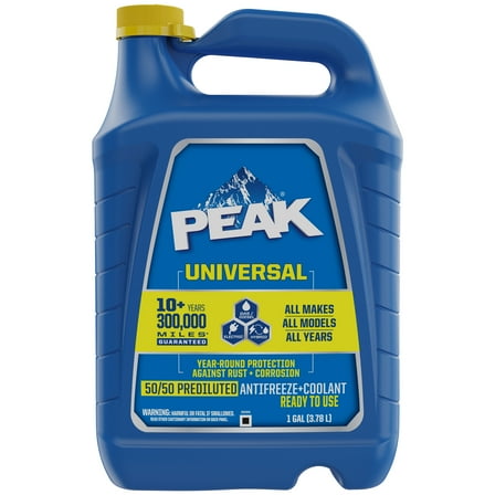 PEAK Universal 50/50 Prediluted Antifreeze + Coolant for All Vehicles, 1 gal
