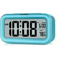PEAKEEP Smart Night Light Digital Alarm Clock with Indoor Temperature, Battery Operated Desk