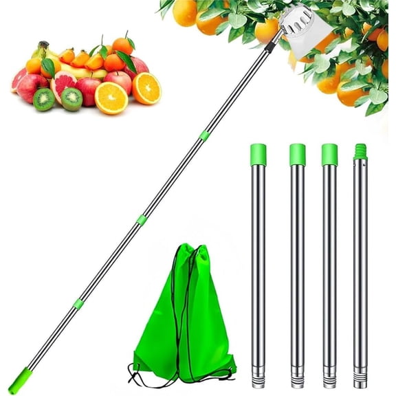 PEAKHILL_Fruit Picker Tool -10.5ft Fruit Plucker with Extendable Pole - Alloy Material Telescopic Pole - Equipped with A Net and Pole - Tree Fruit Plucker Stick - Easy to Assemble