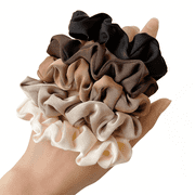 PEAKIN Satin Hair Scrunchies for Women - Softer than Silk, Stylish Hair Accessories, Satin Scrunchie, 5 color, 5 pcs