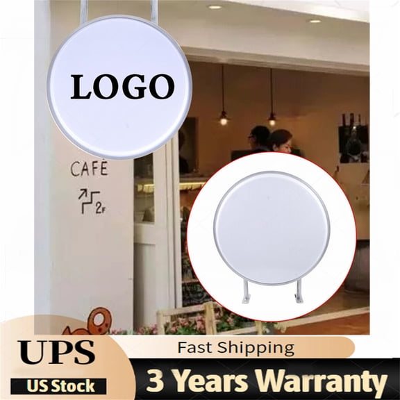 PEAKORA 20" LED Double Sided Round Light Box Outdoor Sign Advertising Projecting Light~