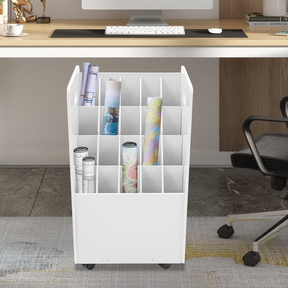 PEAKORA 20-slot Roll File Organizer, Movable File Storage Cart, Roll Document Holder