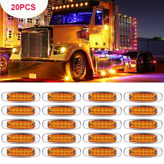 PEAKORA 220 PCS 12-LED Amber Side Marker Light Clearance Truck Trailer For Peterbilt 12V,0x 12-LED Amber Heavy Truck Trailer Side Marker Clearance Lights For Peterbilt