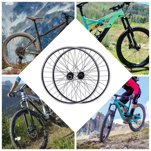 PEAKORA 29" Black Mountain Bike Wheelset Aluminum Alloy Rim Disc Brake MTB Wheelset,29 Inch Mountain Bike Wheelset Front & Rear Wheel Double Six-hole Discs Brake