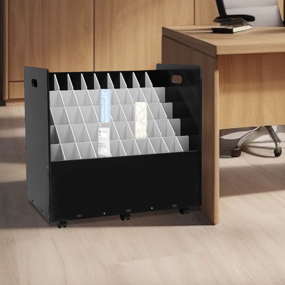 PEAKORA 50-Slot Mobile Rolling Blueprint Roll File Cart Large Document Organizer Black