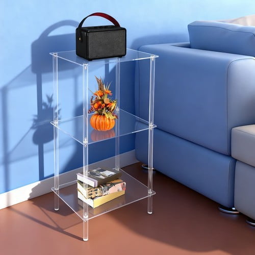 PEAKORA Acrylic Record Player Stand, 3-Tier Clear Turntable Table 15.75x11.81x30.71in