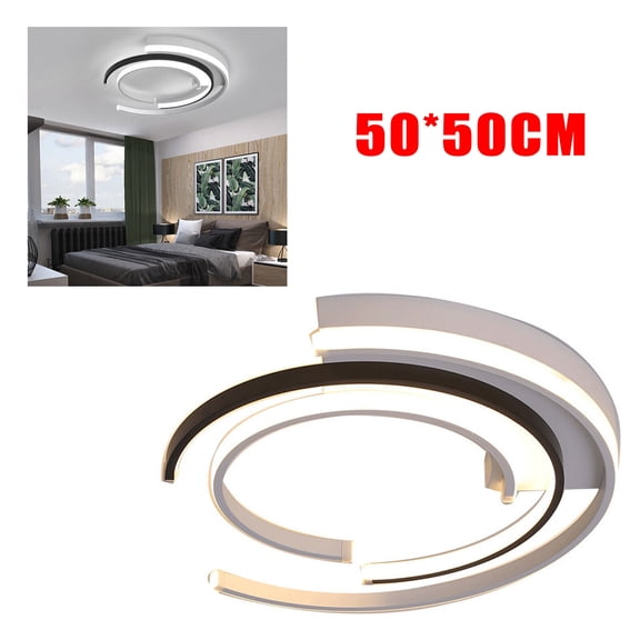 PEAKORA Modern Round LED Ceiling Light Chandelier Lamp Light 52W For Living Room Bedroom,19.7'' LED Ceiling Light Flush Mount Round Ceiling Fixture Simple Black + White