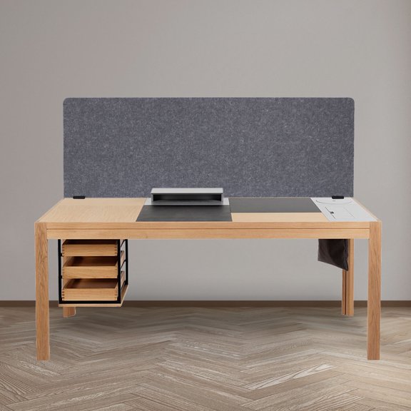 PEAKORA Office Desk Divider Polyester Clamp-On Privacy Panel Grey 59.1 23.8 In,Office Partition, Polyester Desk Divider, Desktop Privacy Panel Table Mounted
