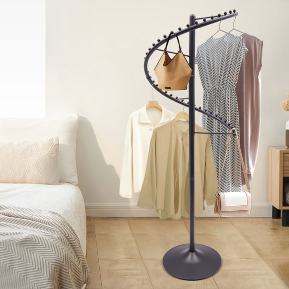 PEAKORA Spiral 360 Rotating Garment Rack - Floor-Standing Clothes Organizer, Black 1.8m