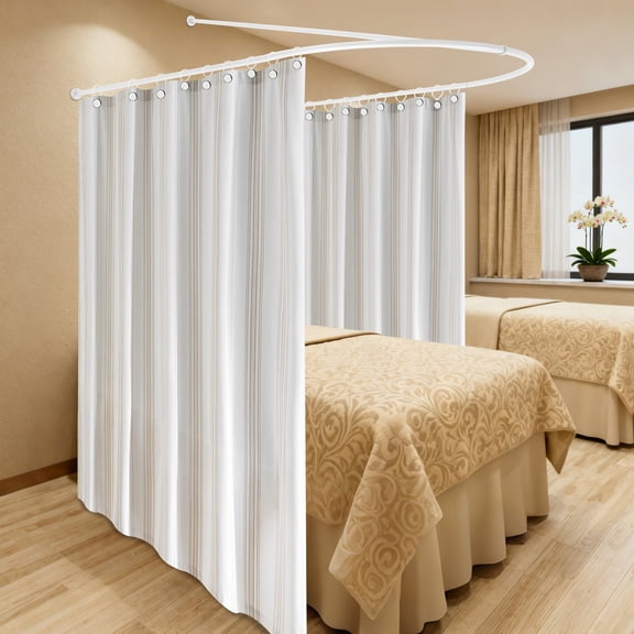 PEAKORA U-shaped Multifunctional Privacy Partition Curtain Rod Scene Space Separation,U-Shaped Wall-Mounted Privacy Curtain Rod 230 120 50 cm White