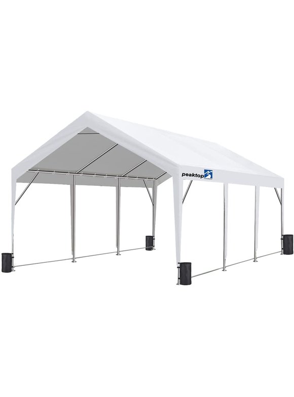 Carports 20x20 Heavy Duty Quictent 12X20 Ft Metal Roof Carport