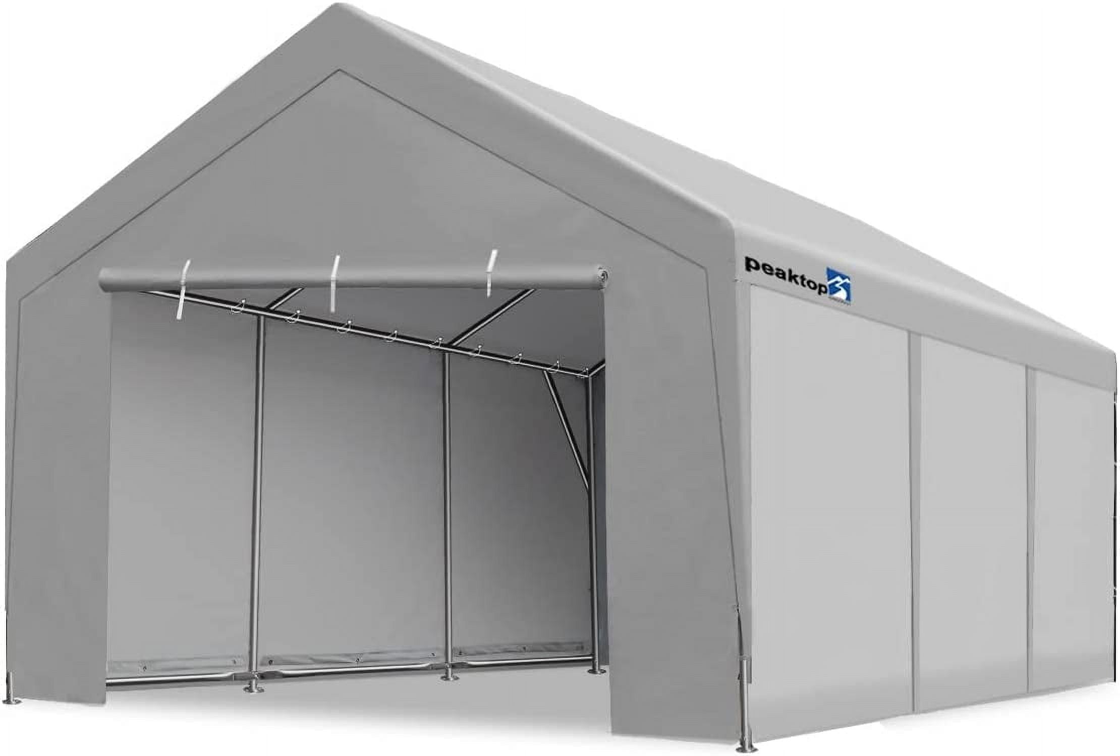Peaktop Outdoor Auto Shelter 12x20ft Heavy Duty Carport Portable Garage Tent with Triangular Beams and Ground Bar Walmart