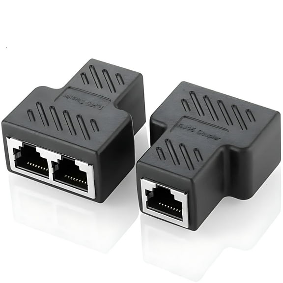 PEAKTREND RJ45 Splitter Connectors Adapter 1 to 2 Ethernet Coupler Double Socket HUB Interface Contact Modular Plug Connect Network LAN Internet Cat5 Cat62 Pack