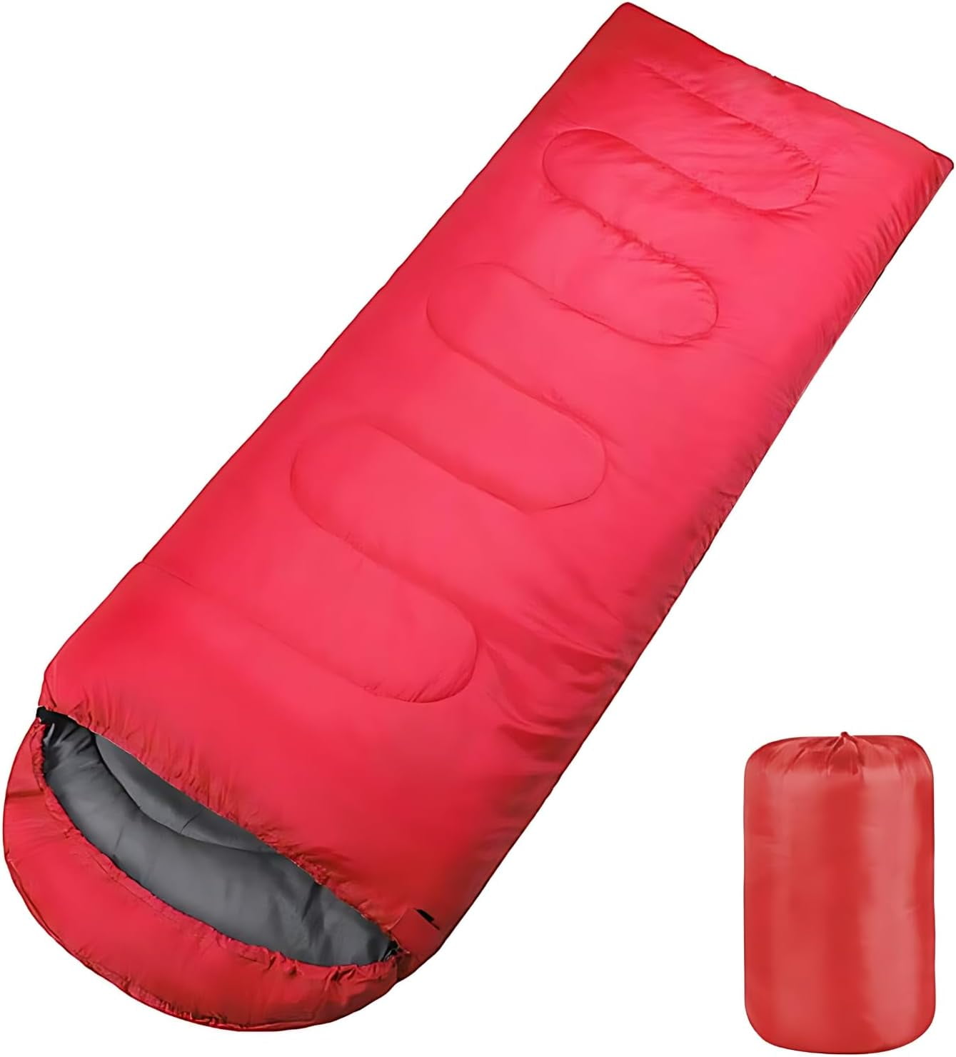 PEAKTREND Sleeping Bags for Adults Camping Portable Waterproof Compression Sack- Camping Sleeping Bags for Big and Tall (Red)