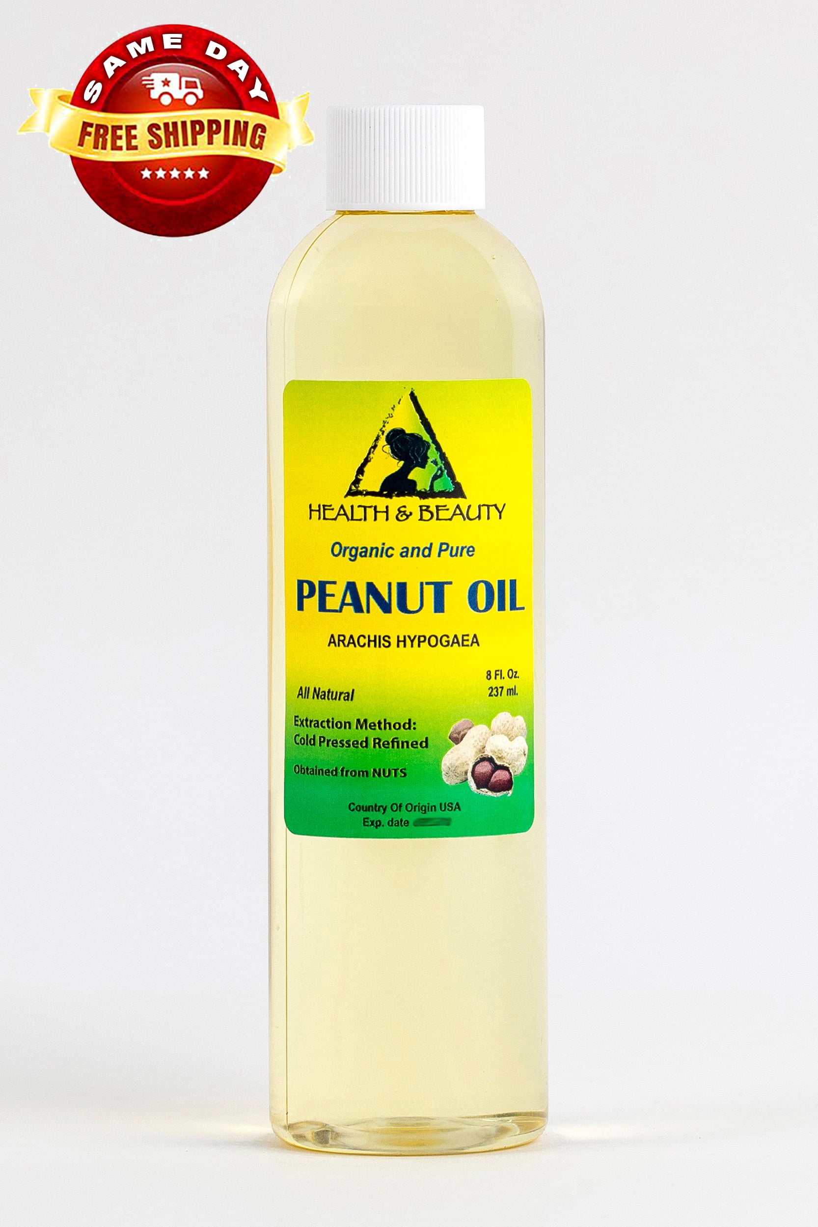Organic Refined Peanut Oil, Cold Pressed, 100 Pure, 8 oz