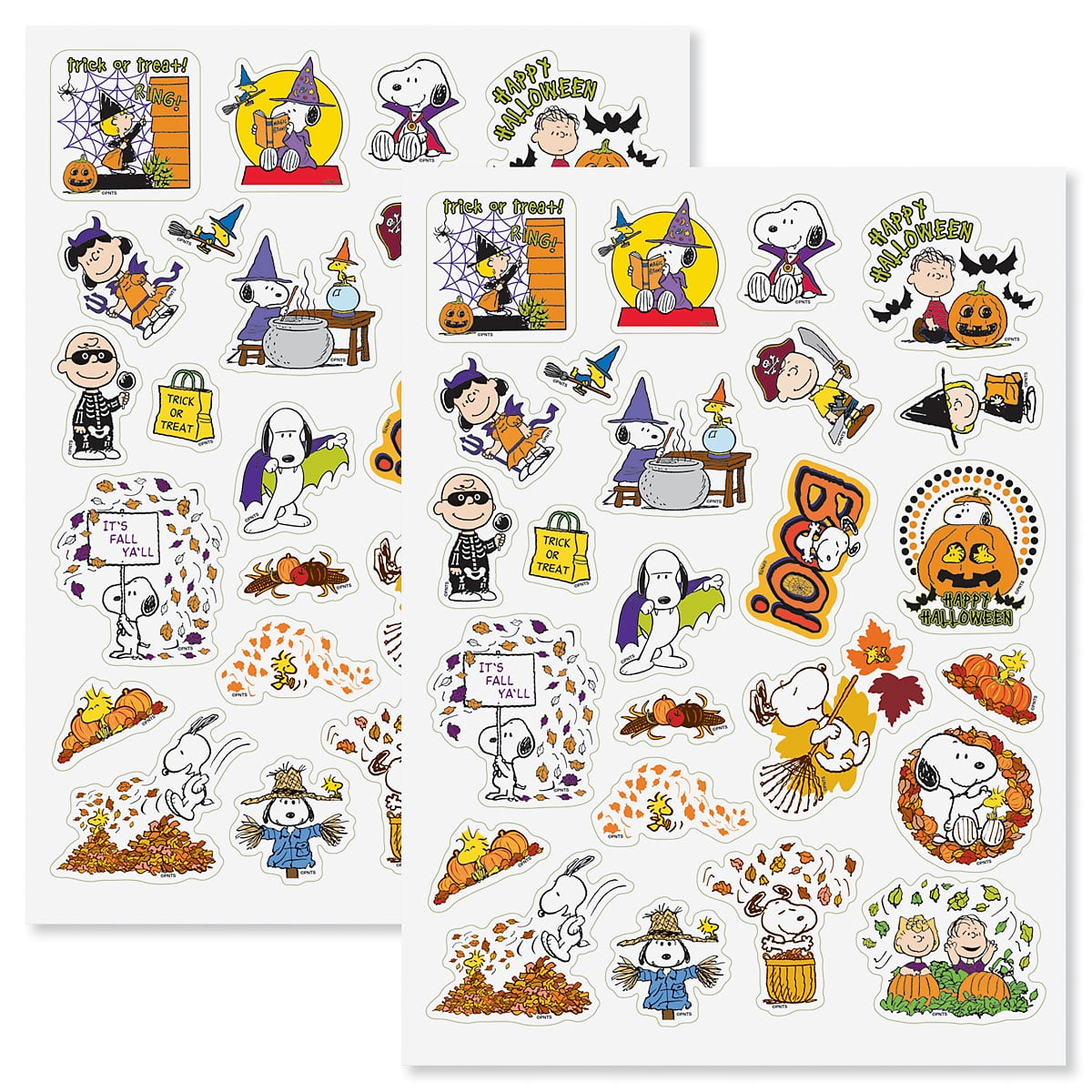 Snoopy Sticker Pack PEANUTS® Snoopy Halloween Sticker Pack - 2 Sheets, 50 Designs, Largest ...