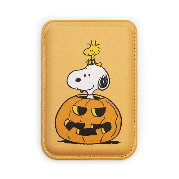 CultureFly Snoopy & Woodstock Pumpkin Halloween MagSafe Wallet, Officially Licensed