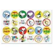 PEANUTS  Snoopy Birthday Sticker Pack - Set of 72, 24 Designs 1-5/8
