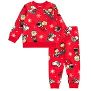 PEANUTS Snoopy Charlie Brown Christmas Fleece Sweatshirt and Jogger Pants Outfit Set Newborn to Toddler