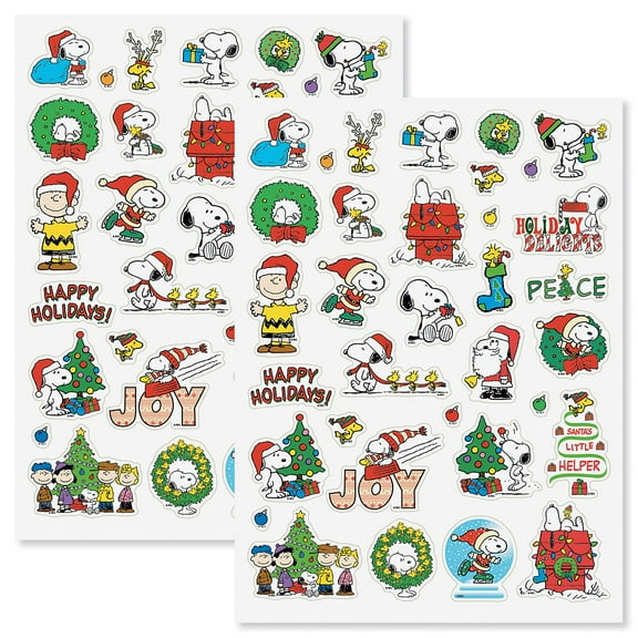 PEANUTS® Snoopy Christmas Sticker Pack - 2 sheets, 34 Designs, Largest 2"x 2½" by Current