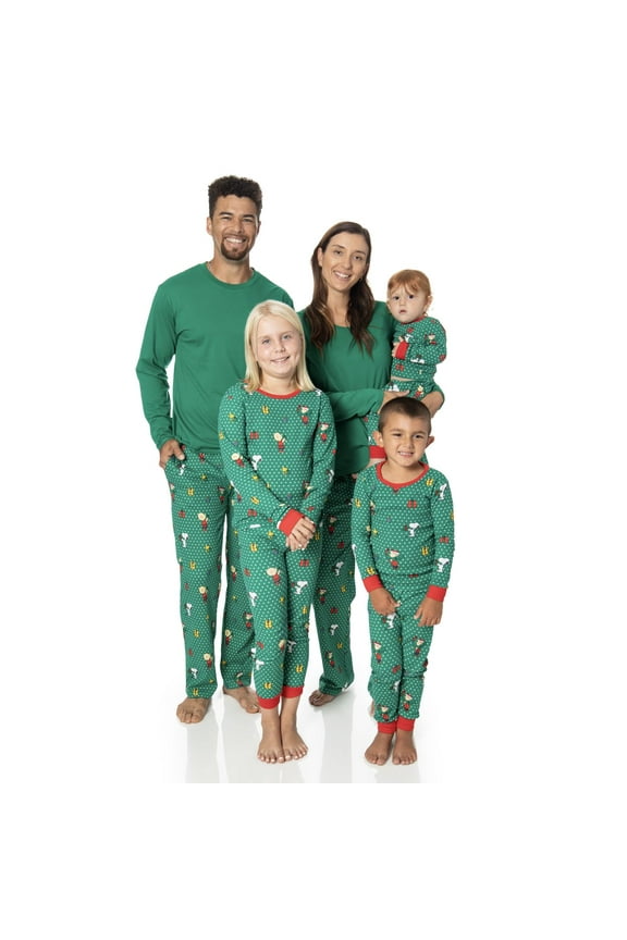 Toddler Boys Girls Snoopy Family Matching Pajamas 2-Piece Sets for Christmas with Woodstock Charlie Brown Linus (Green Polka Dot, 3T)