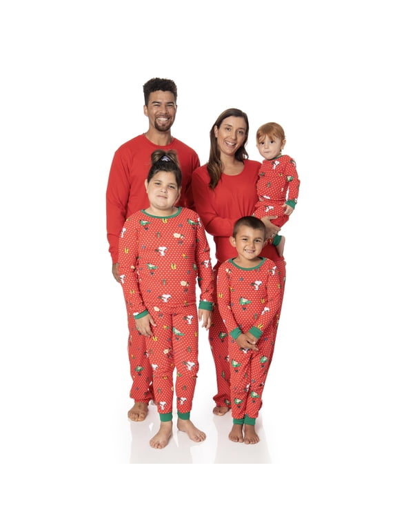 Toddler Boys Girls Snoopy Family Matching Pajamas Sleepwear 2-Piece Sets for Christmas with Woodstock Charlie Brown Linus (Red Polka Dot, 4T)