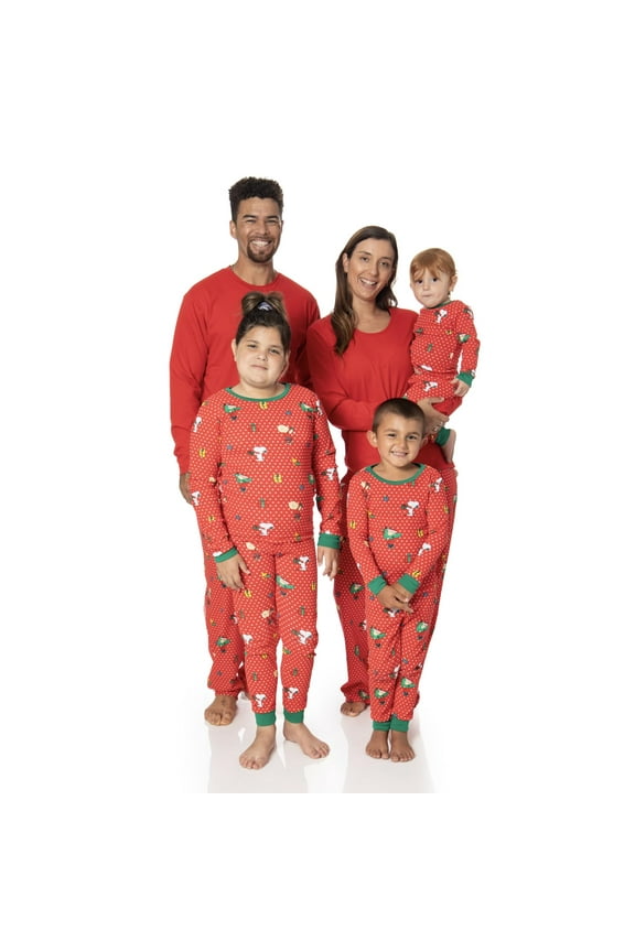 Toddler Boys Girls Snoopy Family Matching Pajamas Sleepwear 2-Piece Sets for Christmas with Woodstock Charlie Brown Linus (Red Polka Dot, 4T)
