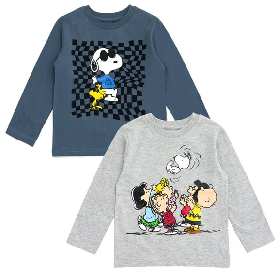 PEANUTS Woodstock Snoopy Charlie Brown 2 Pack Long Sleeve T-Shirts Toddler to Big Kid