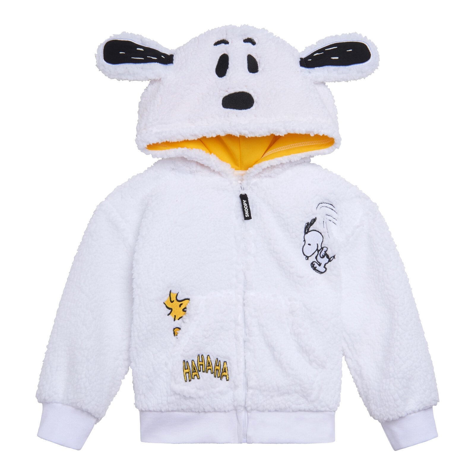 White Faux Shearling Snoopy Cosplay Hoodie for Boys, 18 Months