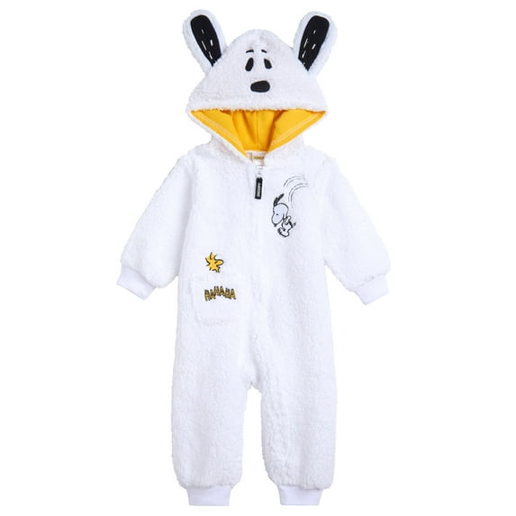 PEANUTS Woodstock Snoopy Cozy Sherpa Zip Up Cosplay Coverall Newborn to Infant