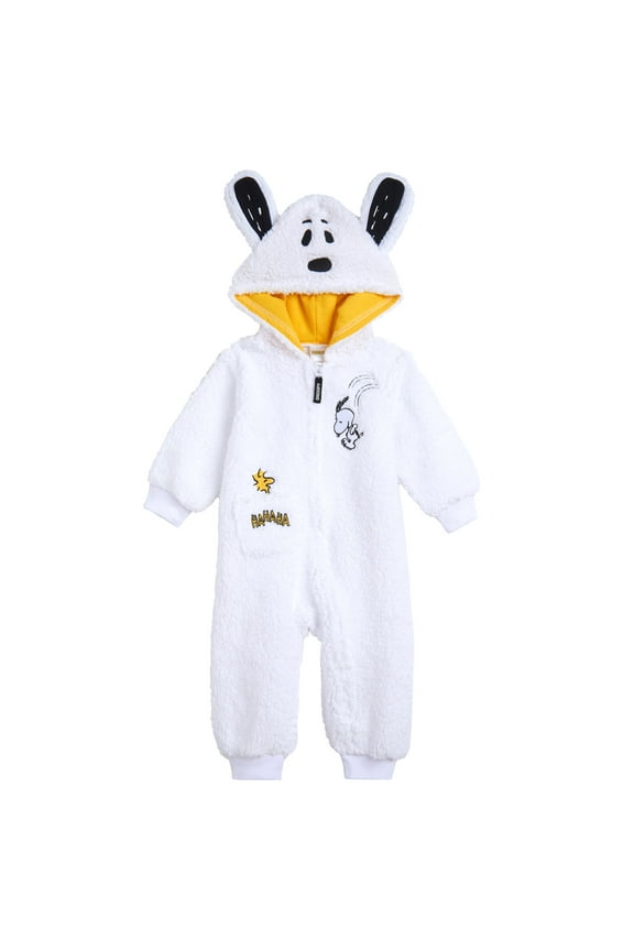 Woodstock Snoopy Cozy Sherpa Zip Up Cosplay Coverall Newborn to Infant
