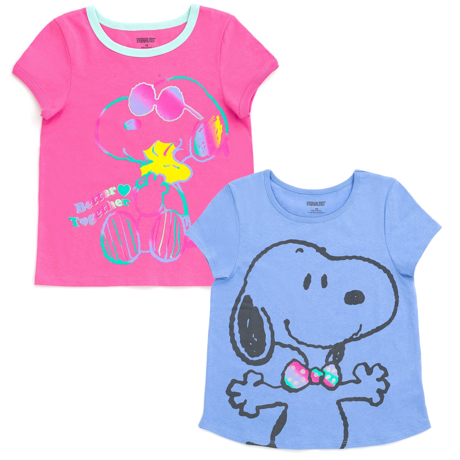 PEANUTS Woodstock Snoopy Little Girls 2 Pack TShirts Little Kid to Big