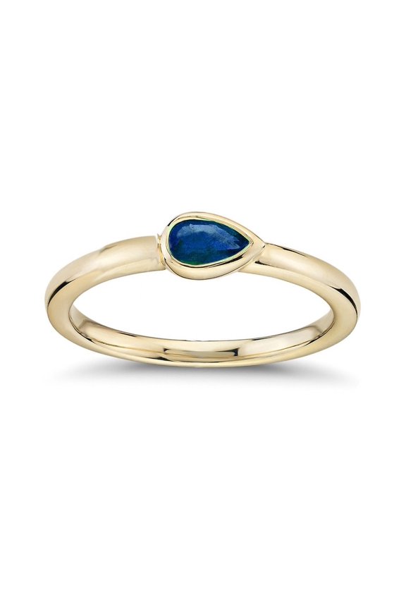 PEAR SHAPE BLUE Sapphire Ring For Women, Sapphire Bezel Ring, Ladies Single Pear Cut Solitaire Ring, Women's Sapphire Ring, Promise Ring...