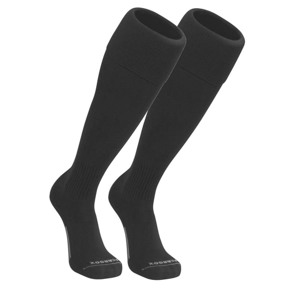 PEAR SOX Euro Solid Knee High Soccer Socks with Arch and Ankle Support (Black, S)